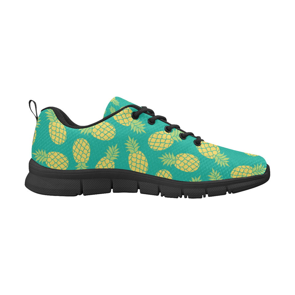 Pineapples pattern green background Women's Sneaker Shoes