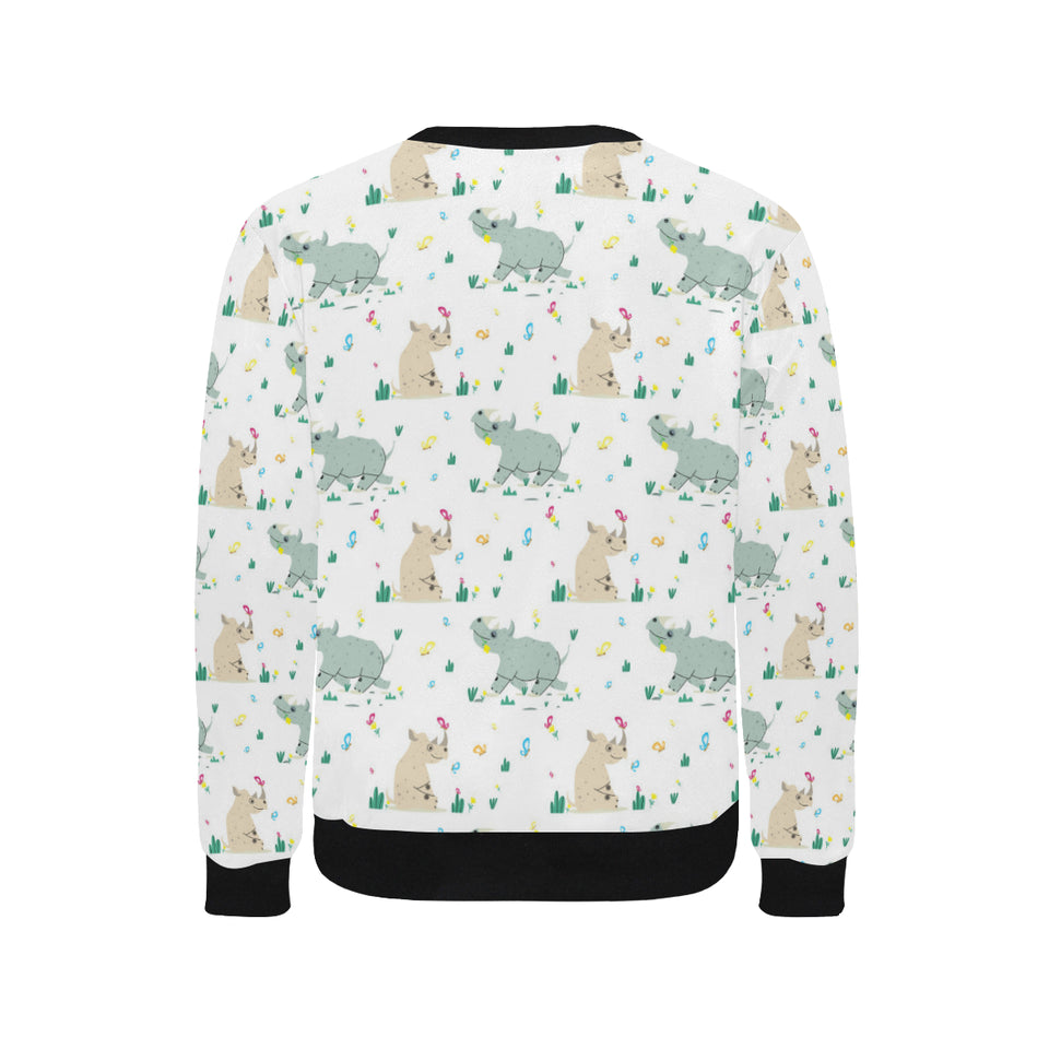Cute Rhino pattern Men's Crew Neck Sweatshirt