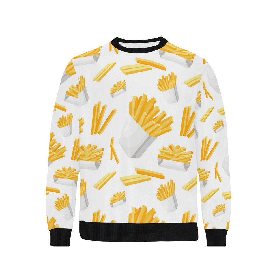 French fries white paper box pattern Men's Crew Neck Sweatshirt