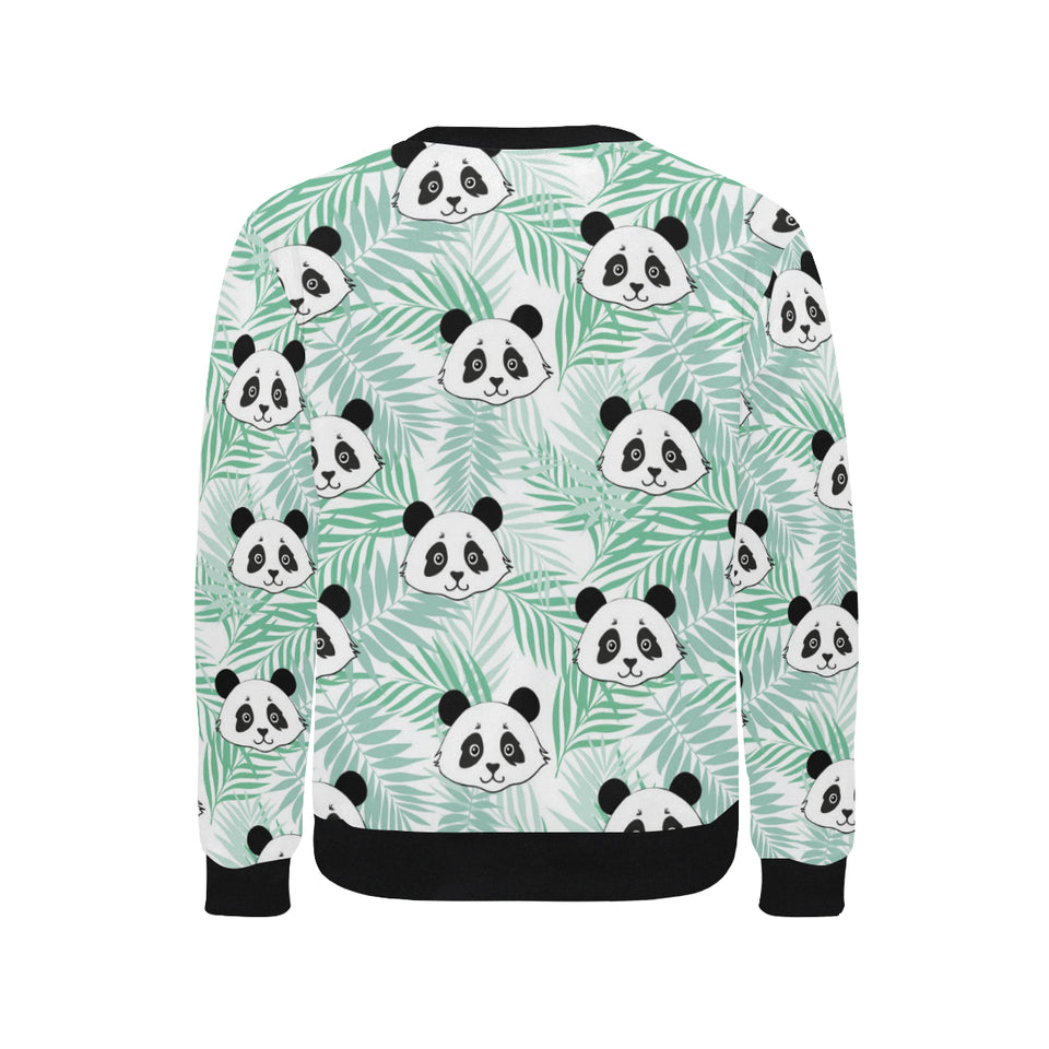 Panda pattern tropical leaves background Men's Crew Neck Sweatshirt