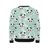 Panda pattern tropical leaves background Men's Crew Neck Sweatshirt