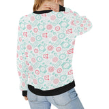 Clock time pattern blackground Women's Crew Neck Sweatshirt