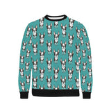 Hand drawn boston terrier dog pattern Men's Crew Neck Sweatshirt