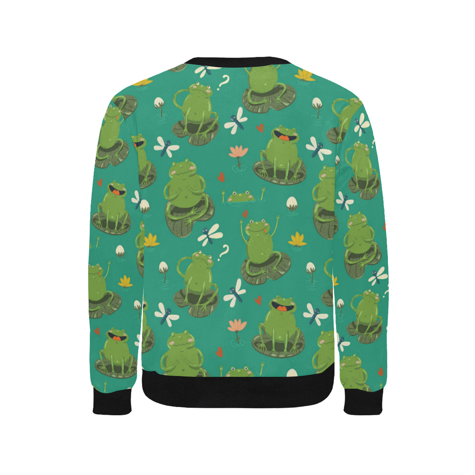 Cute frog dragonfly design pattern Men's Crew Neck Sweatshirt