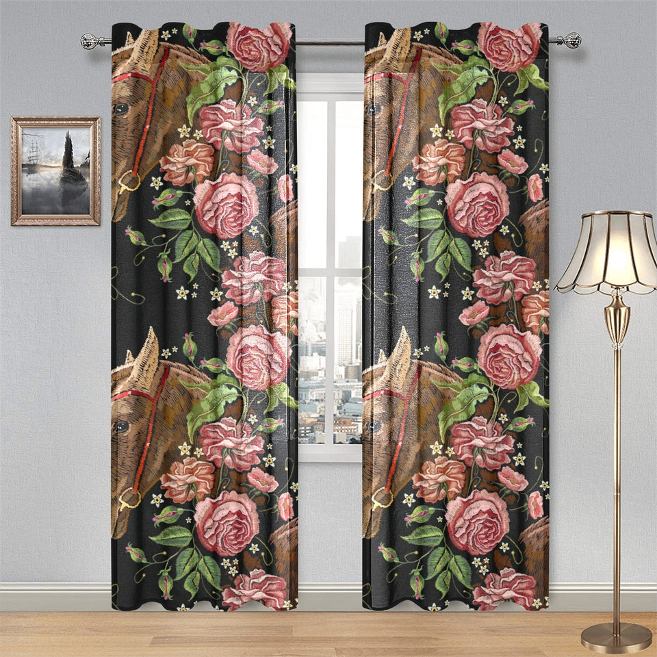 Horse head wild roses pattern Gauze Curtain