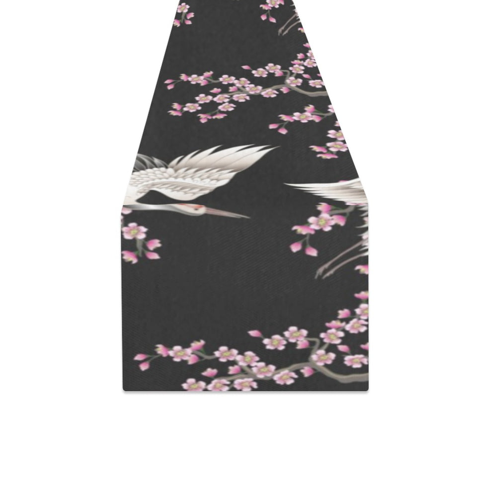 Japanese crane pink sakura pattern Table Runner