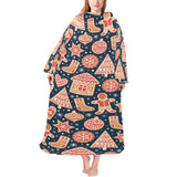 Christmas gingerbread cookie pattern Blanket Robe with Sleeves