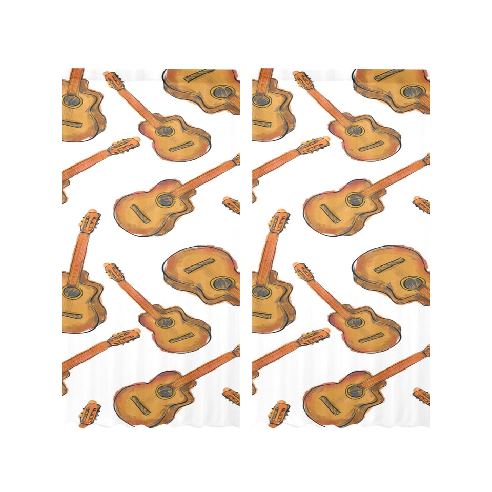 Paint Guitar Pattern Gauze Curtain