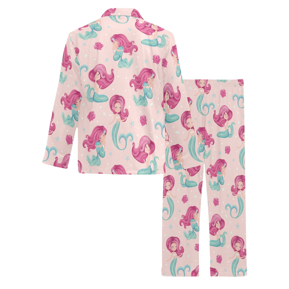 Cute little mermaid pattern Men's Long Pajama Set