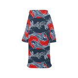 Koi Fish Carp Fishs hand drawn japanese art Blanket Robe with Sleeves