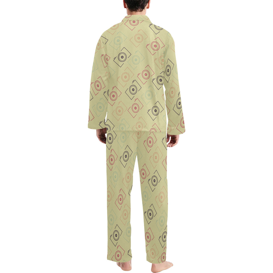 Camera Pattern Print Design 01 Men's Long Pajama Set