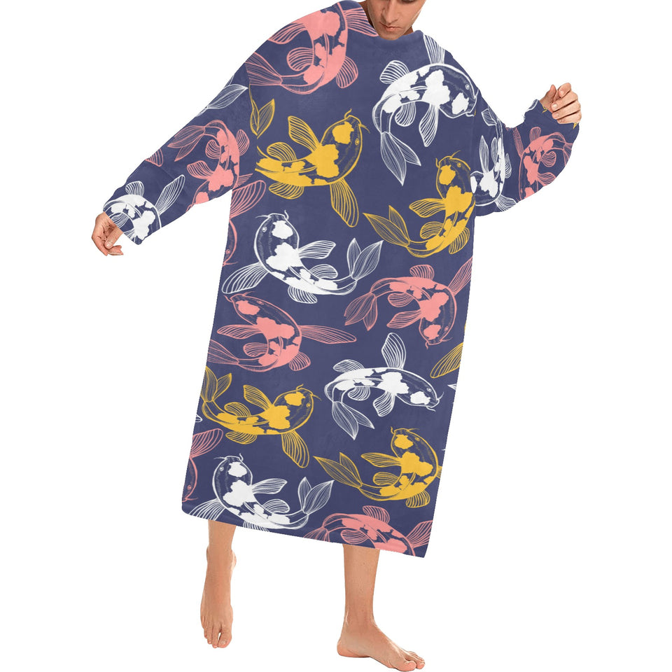 Koi Fish Carp Fish pattern Blanket Robe with Sleeves