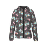 Camera Pattern Print Design 04 Women's Padded Hooded Jacket