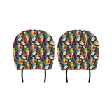 Colorful parrot flower pattern Car Headrest Cover
