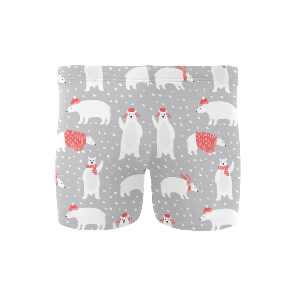 Cute polar bear christmas snow pattern Men's Swimming Trunks