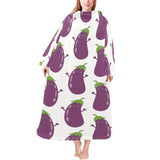 Eggplant Pattern Print Design 01 Blanket Robe with Sleeves