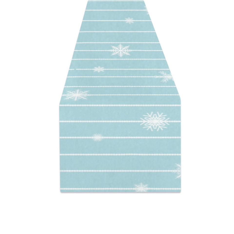 Snowflake pattern blue stripe background Table Runner