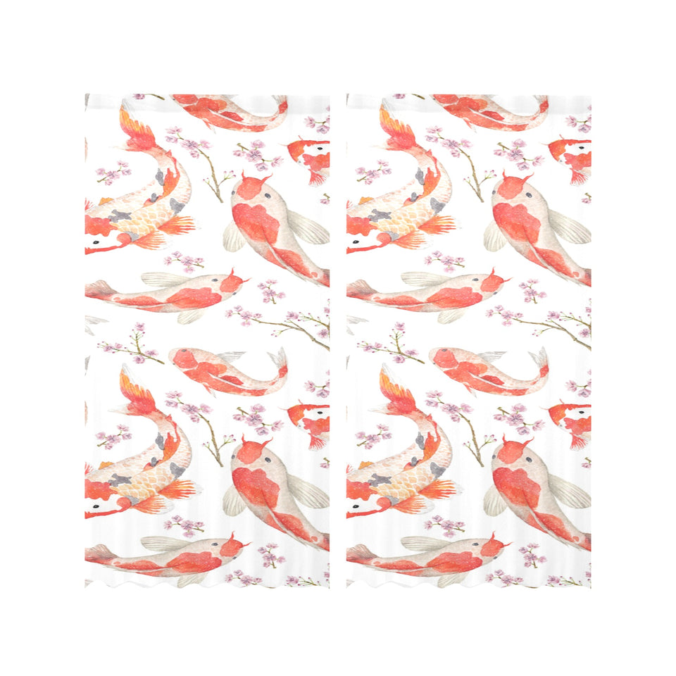 Watercolor Koi Fish Carp Fish pattern Gauze Curtain