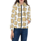 Bread Toast Pattern Print Design 03 Women's Padded Hooded Jacket