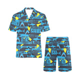 Shark dangerous Men's V-Neck Short Pajama Set