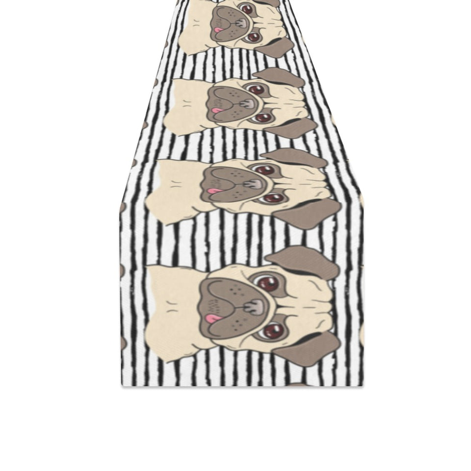 Happy pug pattern Table Runner