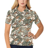 Monkey tropical leaves background Women's All Over Print Polo Shirt