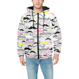 Mustache Beard Pattern Print Design 02 Men's Padded Hooded Jacket