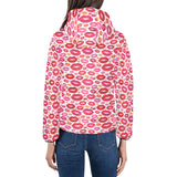 Lips Pattern Print Design 01 Women's Padded Hooded Jacket