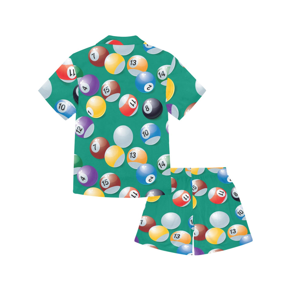 Billiard Ball Pattern Print Design 01 Kids' Boys' Girls' V-Neck Short Pajama Set