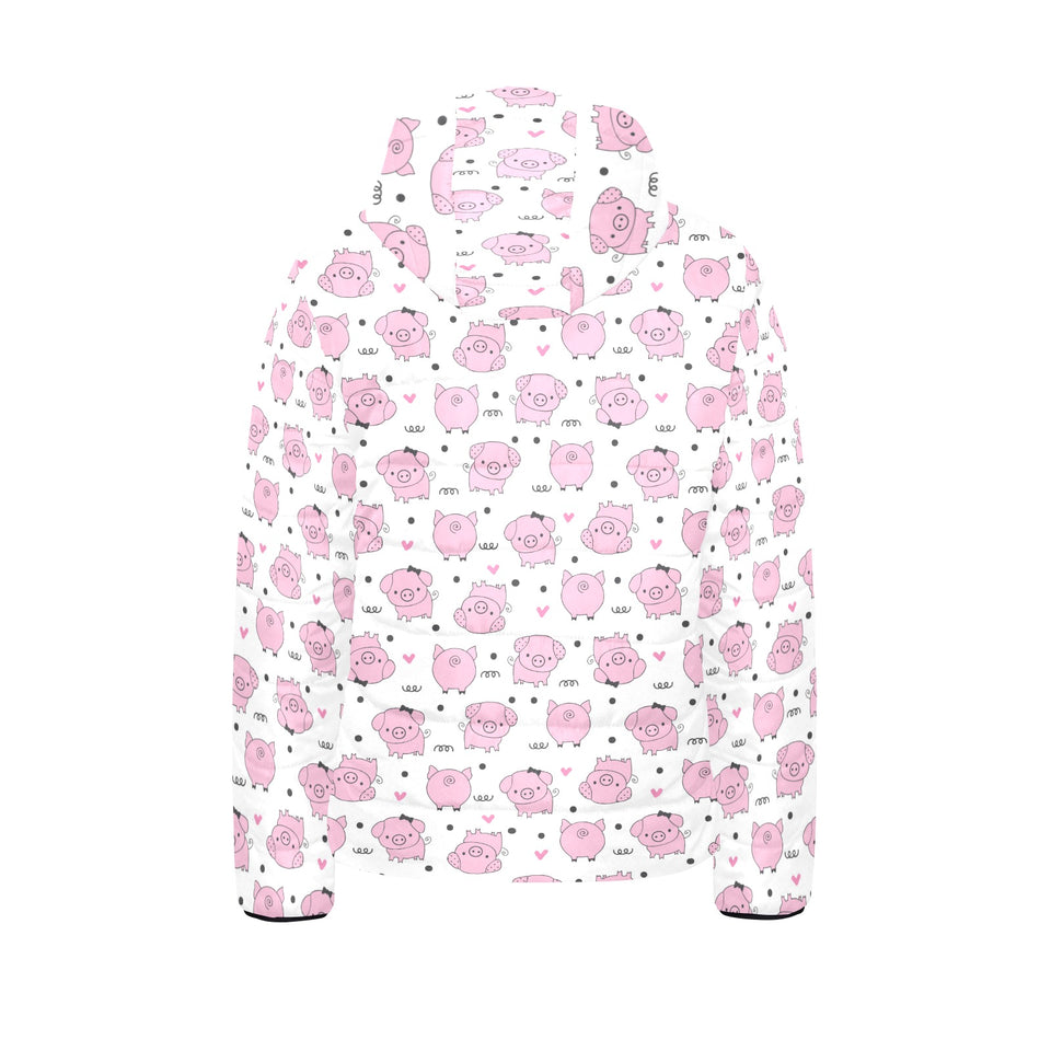 Pig Pattern Print Design 03 Kids' Boys' Girls' Padded Hooded Jacket