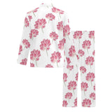Pink lotus waterlily pattern Men's Long Pajama Set