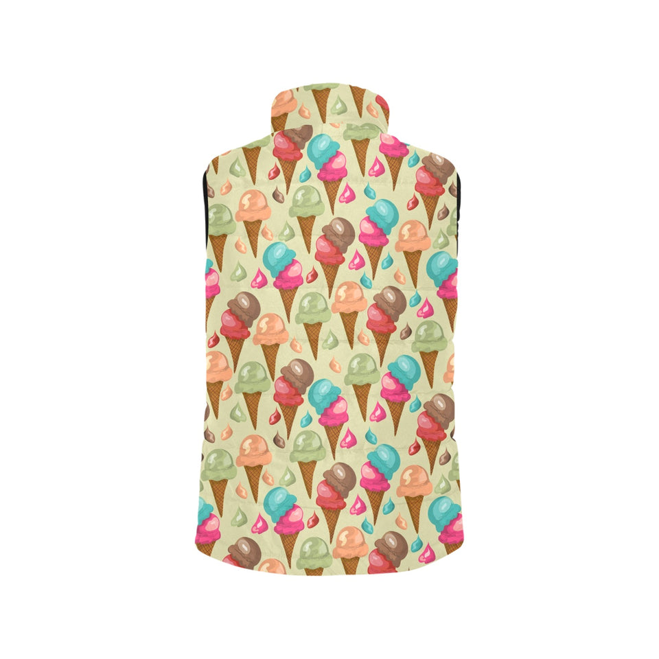 Colorful ice cream pattern Men's Padded Vest