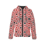 Casino Cards Suits Pattern Print Design 03 Women's Padded Hooded Jacket