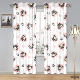 Cute pugs pink heart paw pattern Gauze Curtain