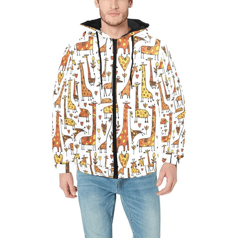 Giraffe Pattern Print Design 04 Men's Padded Hooded Jacket