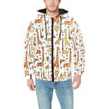 Giraffe Pattern Print Design 04 Men's Padded Hooded Jacket