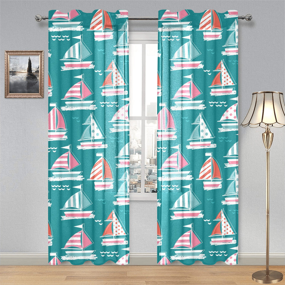 Cute sailboat pattern Gauze Curtain