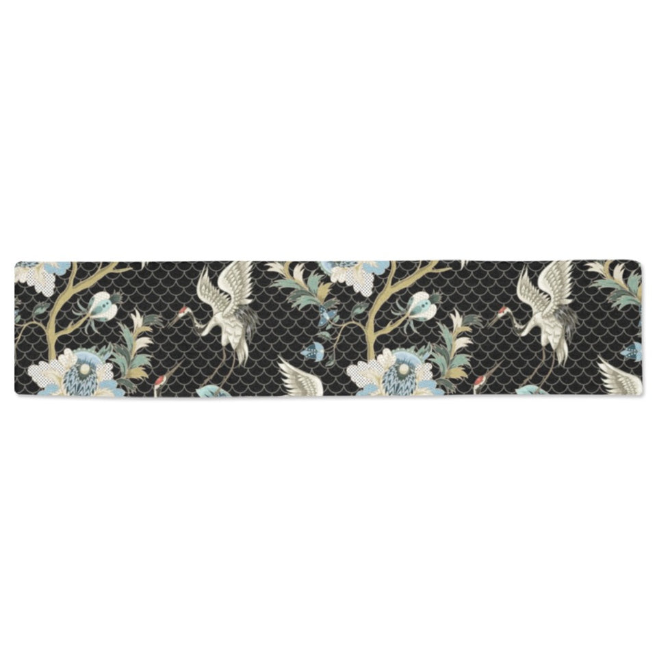 Japanese crane ornament elements Table Runner