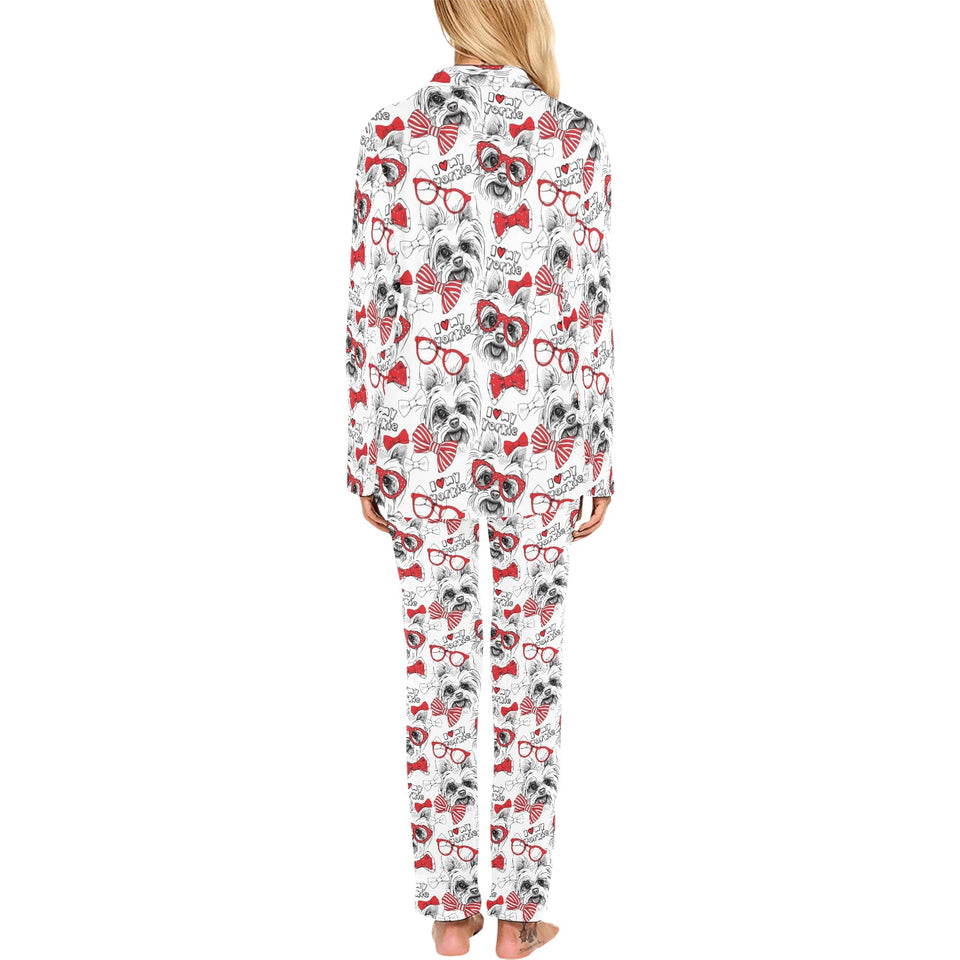 Yorkshire Terrier Pattern Print Design 04 Women's Long Pajama Set