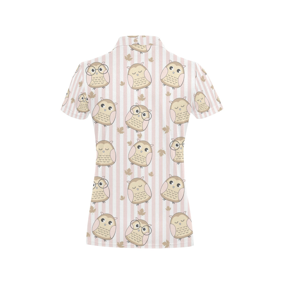 cute owl leaf Women's All Over Print Polo Shirt