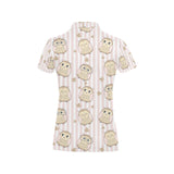 cute owl leaf Women's All Over Print Polo Shirt