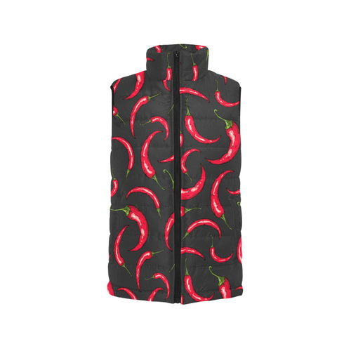 Chili peppers pattern black background Men's Padded Vest