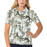 Monkey sloth lemur palm trees pattern Women's All Over Print Polo Shirt