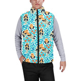 Cute sea otters fishe sea urchin pattern Men's Padded Vest