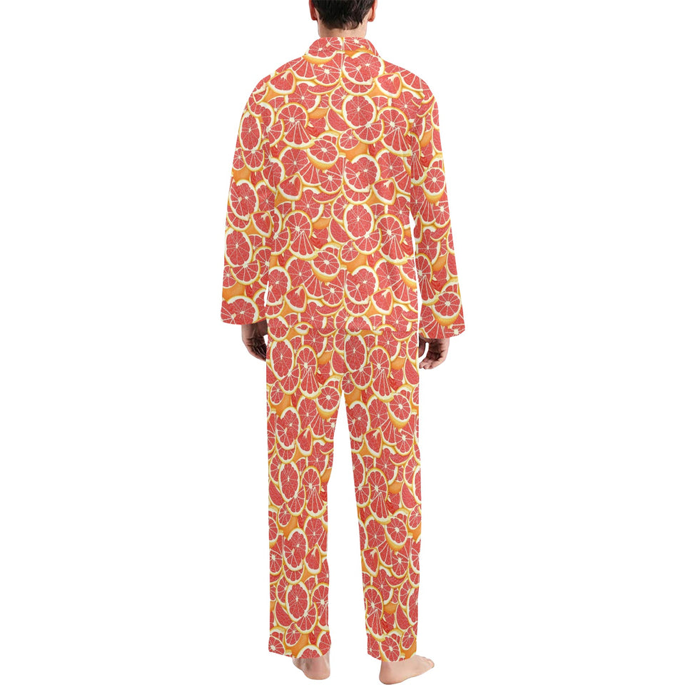 Tropical grapefruit pattern Men's Long Pajama Set