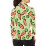 Carrot Pattern Print Design 05 Women's Long Sleeve Polo Shirt