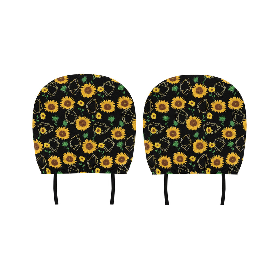 sunflower golden polygonal shapes Car Headrest Cover