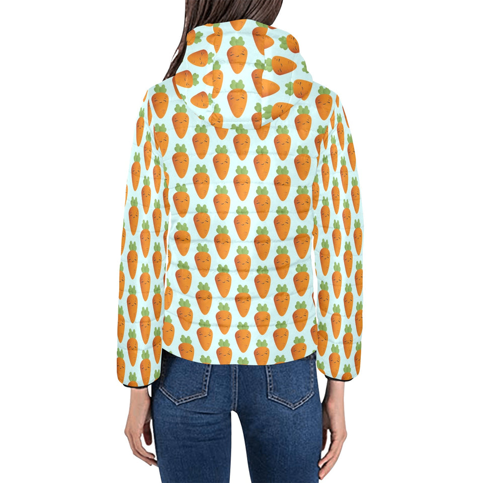 Carrot Pattern Print Design 03 Women's Padded Hooded Jacket