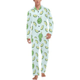 Durian pattern blue background Men's Long Pajama Set