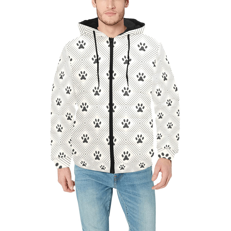 Dog Paws Pattern Print Design 03 Men's Padded Hooded Jacket